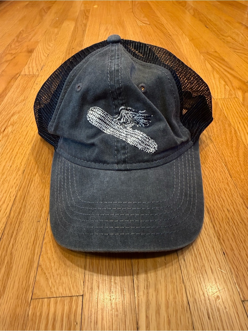 K-Products Corn Washed Black Mesh-Back Baseball Cap with Embroidered Skate